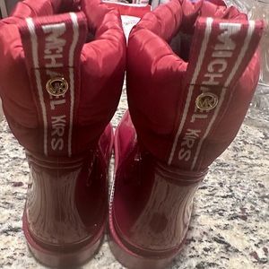 Micheal Kors red ankle rain boot, size 11